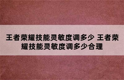 王者荣耀技能灵敏度调多少 王者荣耀技能灵敏度调多少合理